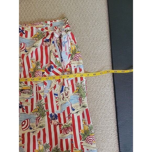 Vintage Alexander Campbell,red skirt,faux wrap, scarf design,sz 4 - Picture 8 of 10